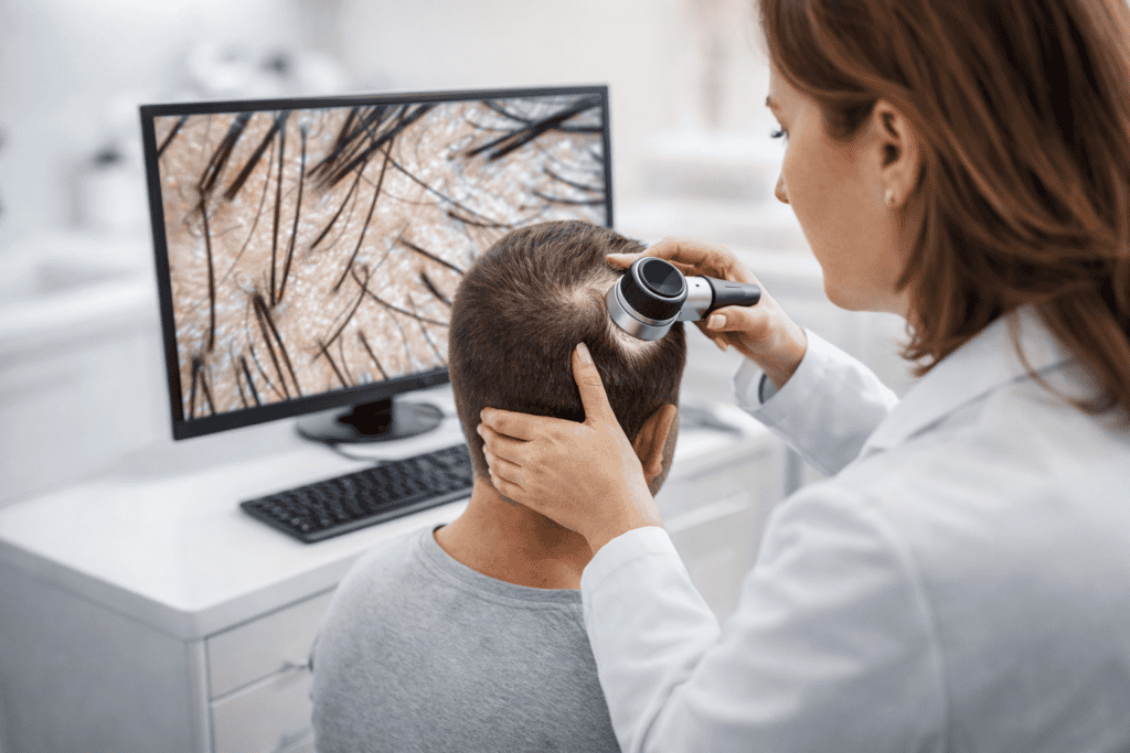 Tricolog analiza tricocamera foliculi par — evaluare tricologica HairCenter Craiova