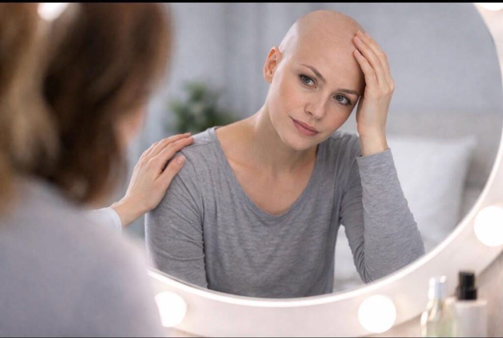 Femeie cu cadere de par